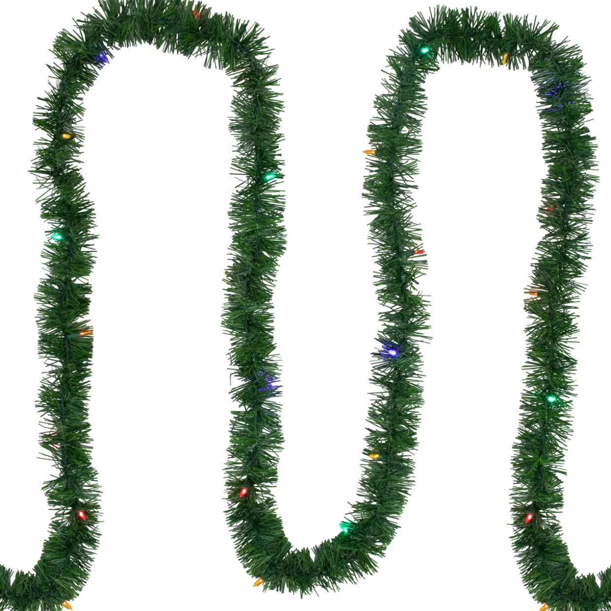18' x 3" Pre-Lit Pine Artificial Christmas Garland, Multicolor LED Lights
