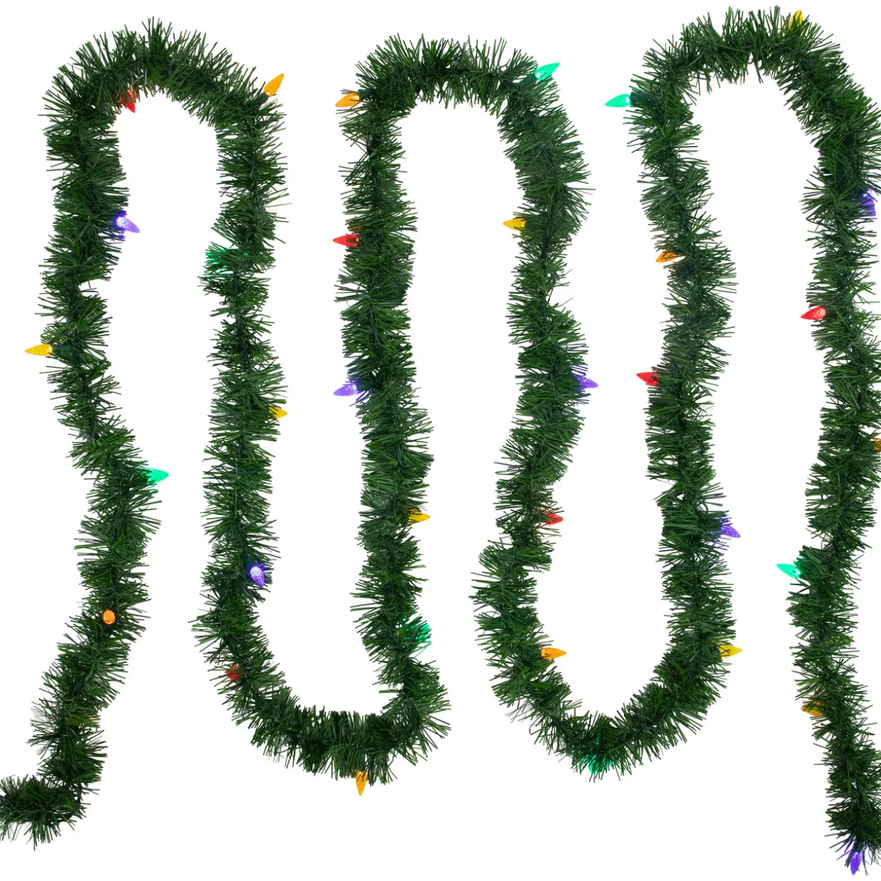 18' x 3" Pre-Lit Pine Artificial Christmas Garland, Multicolor LED Faceted Lights