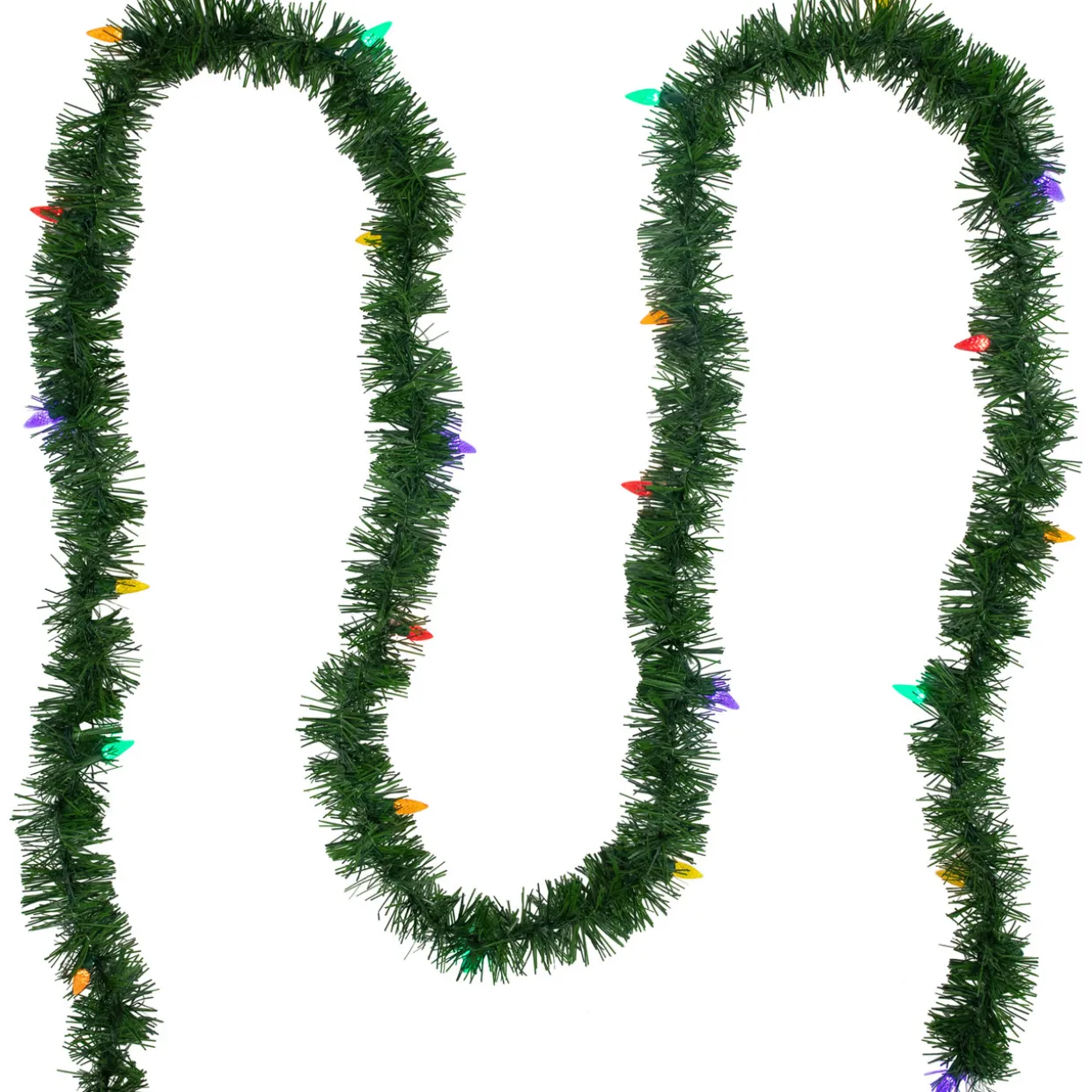 18' x 3" Pre-Lit Pine Artificial Christmas Garland, Multicolor LED Faceted Lights