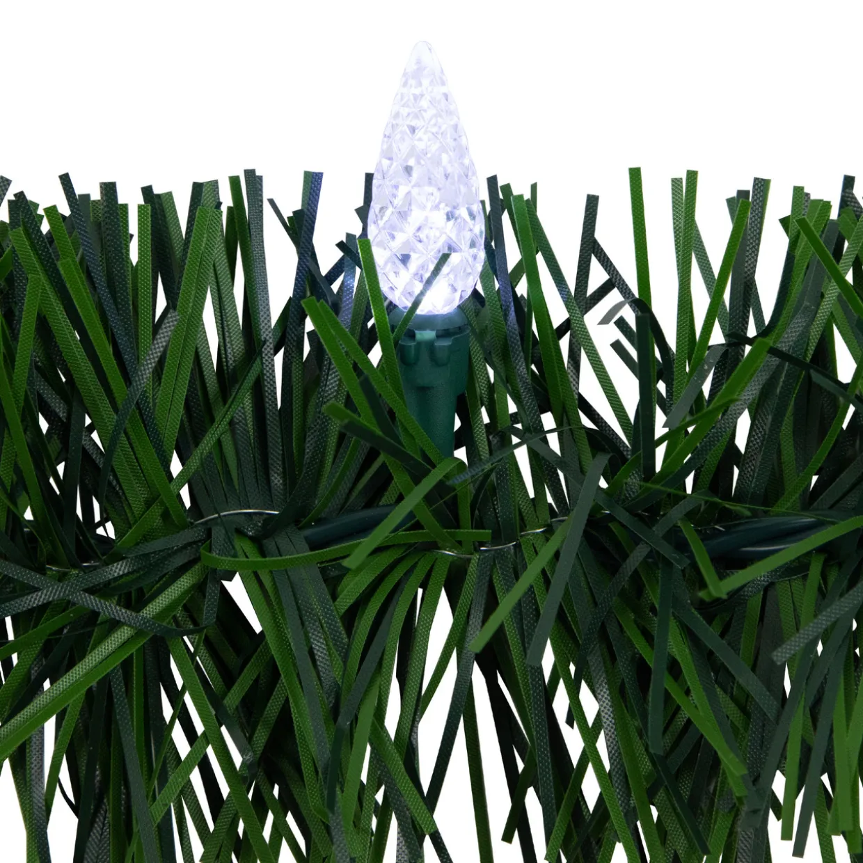 18' x 3" Pre-Lit Pine Artificial Christmas Garland, Pure White LED Faceted Lights