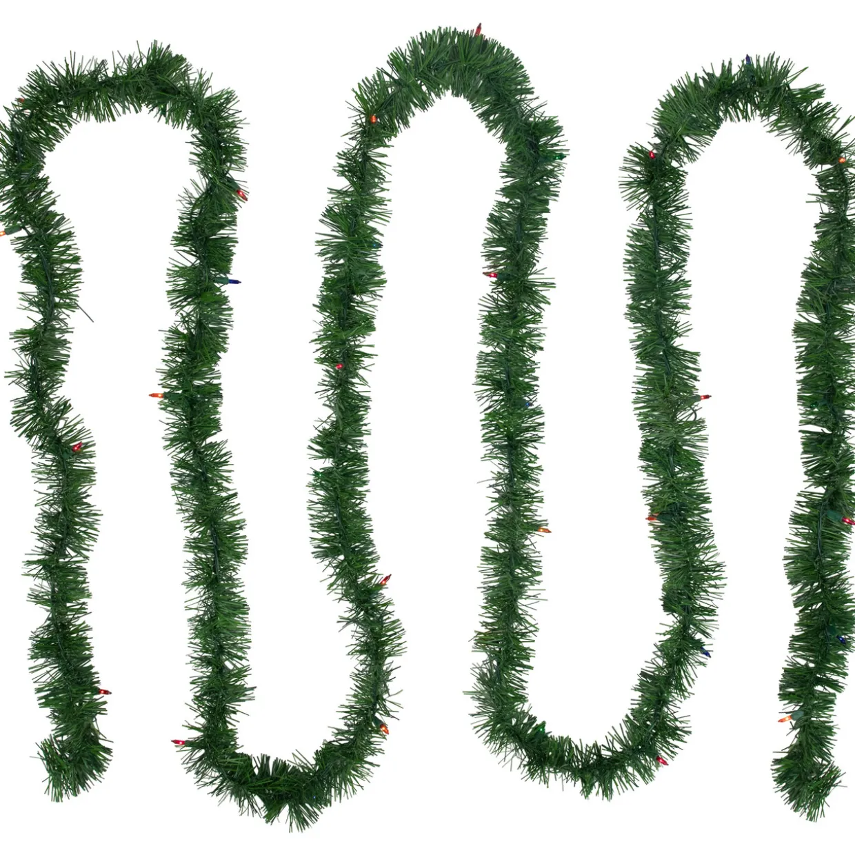 18' x 3" Pre-Lit Pine Two-tone Artificial Christmas Garland, Multicolor Lights