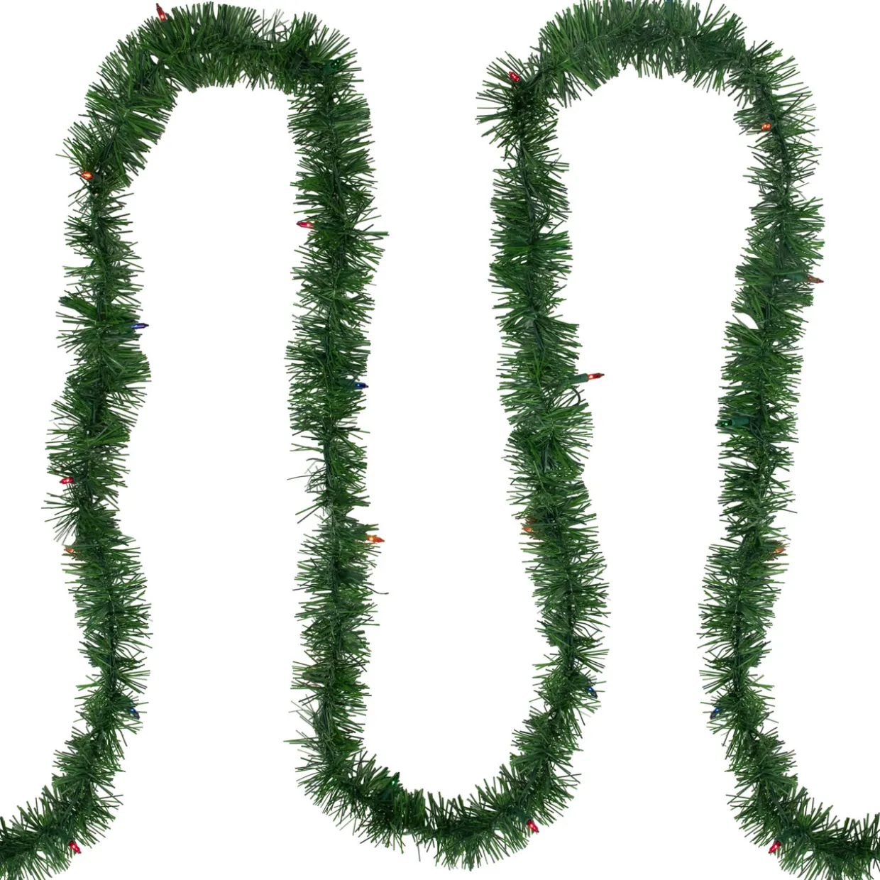 18' x 3" Pre-Lit Pine Two-tone Artificial Christmas Garland, Multicolor Lights