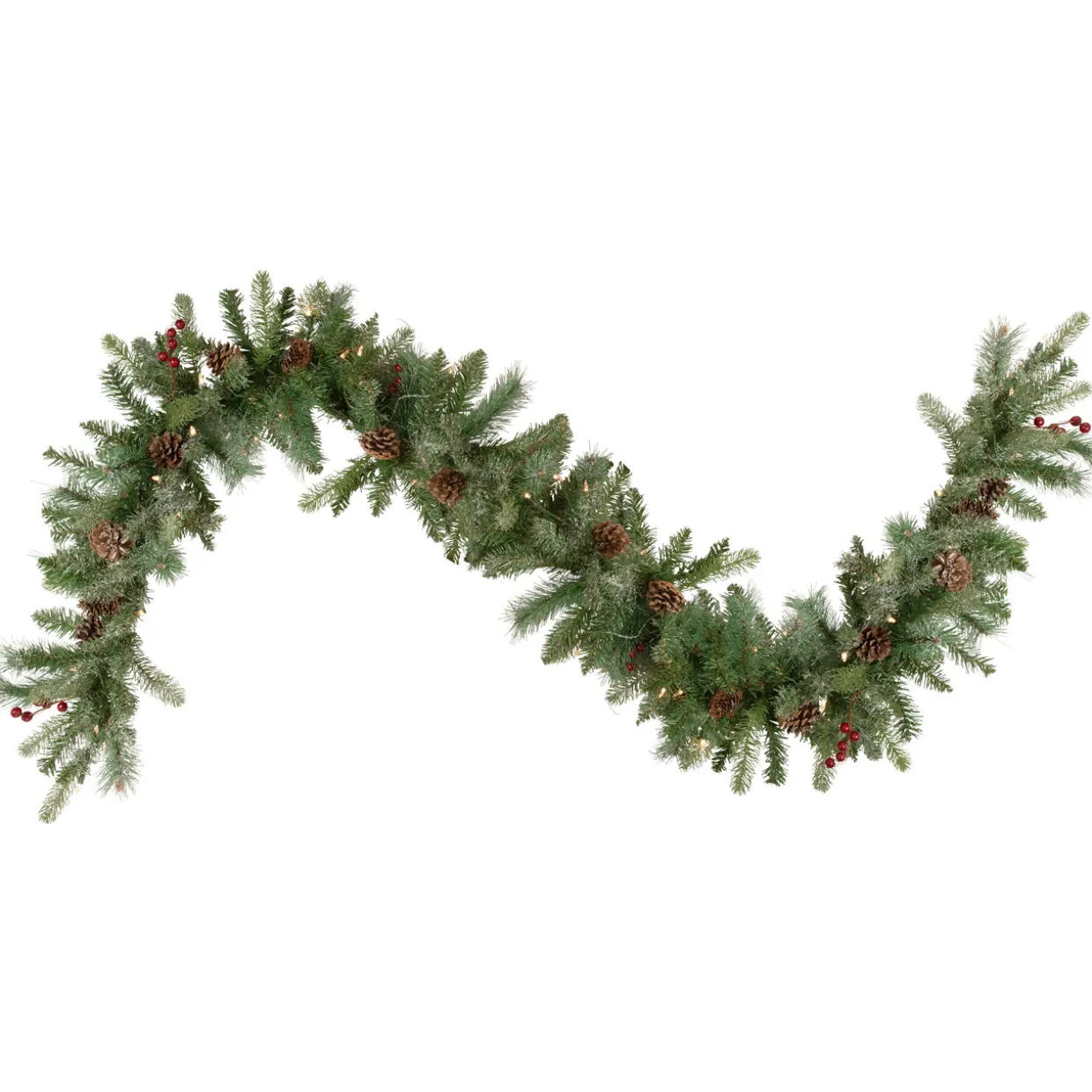 9' x 12 Pre-Lit Snowy Waterloo Pine Artificial Christmas Garland - Clear Lights