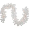 9' x 14" Pre-Lit White Alaskan Pine Artificial Christmas Garland, Warm White LED Lights
