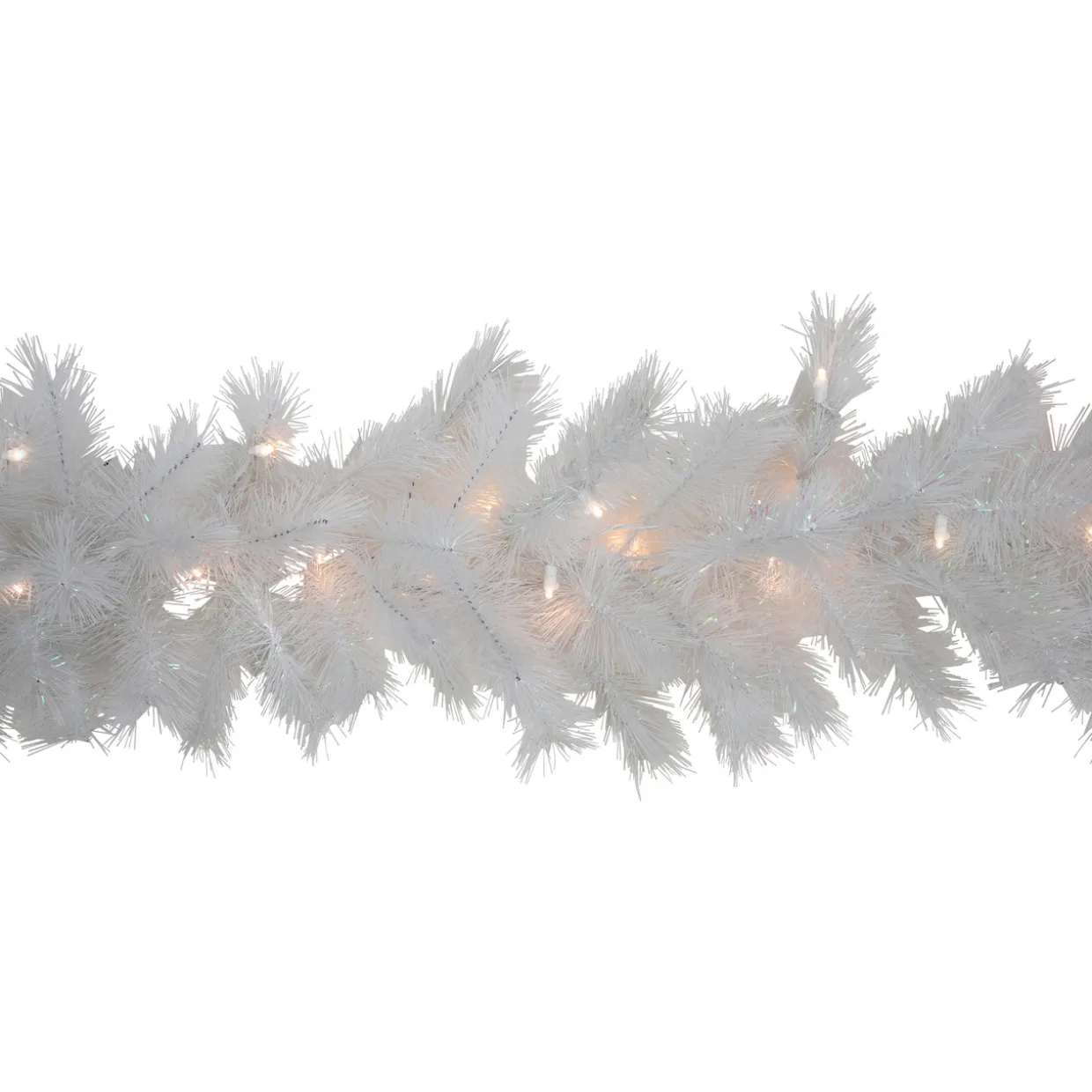 9' x 14" Pre-Lit White Alaskan Pine Artificial Christmas Garland, Warm White LED Lights