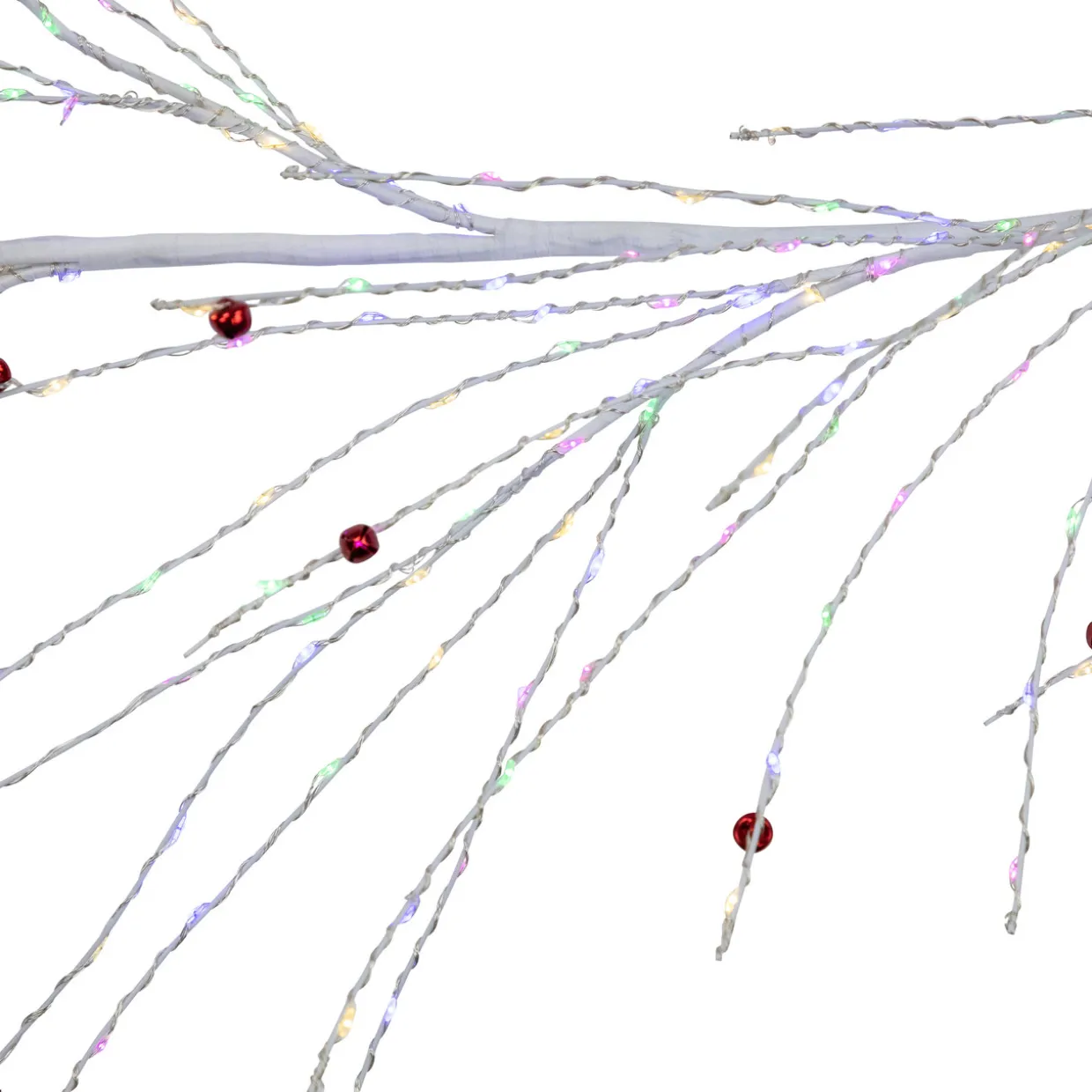 6' x 6" Pre-Lit White Christmas Garland with Red Jingle Bells, Multi-Color Lights