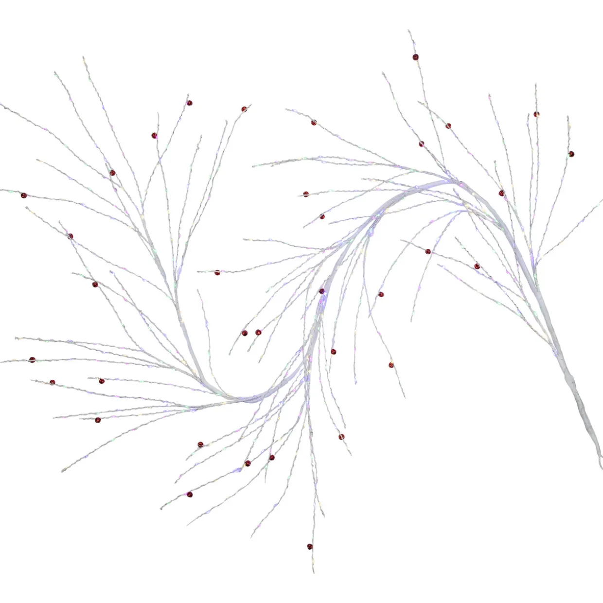 6' x 6" Pre-Lit White Christmas Garland with Red Jingle Bells, Multi-Color Lights