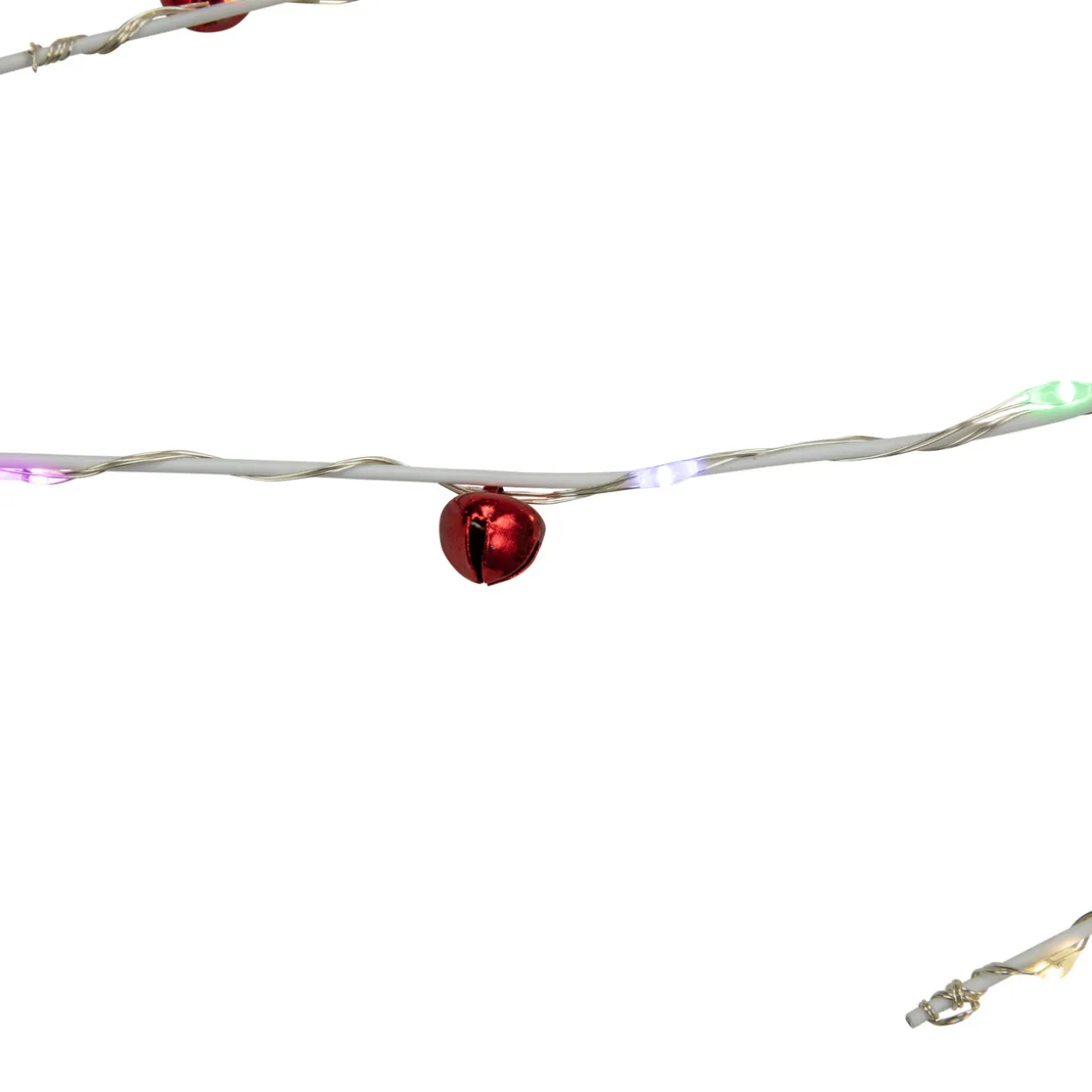 6' x 6" Pre-Lit White Christmas Garland with Red Jingle Bells, Multi-Color Lights