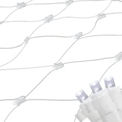 4' x 6' Pure White LED Wide Angle Net Style Christmas Lights, White Wire