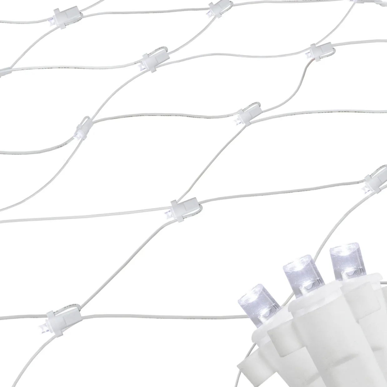 4' x 6' Pure White LED Wide Angle Net Style Christmas Lights, White Wire