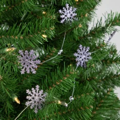 5' x 2" Purple Snowflake Christmas Garland with Silver Beads, Unlit