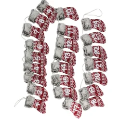 7.8' x 5" Red and Gray Countdown Christmas Stocking Garland - Unlit