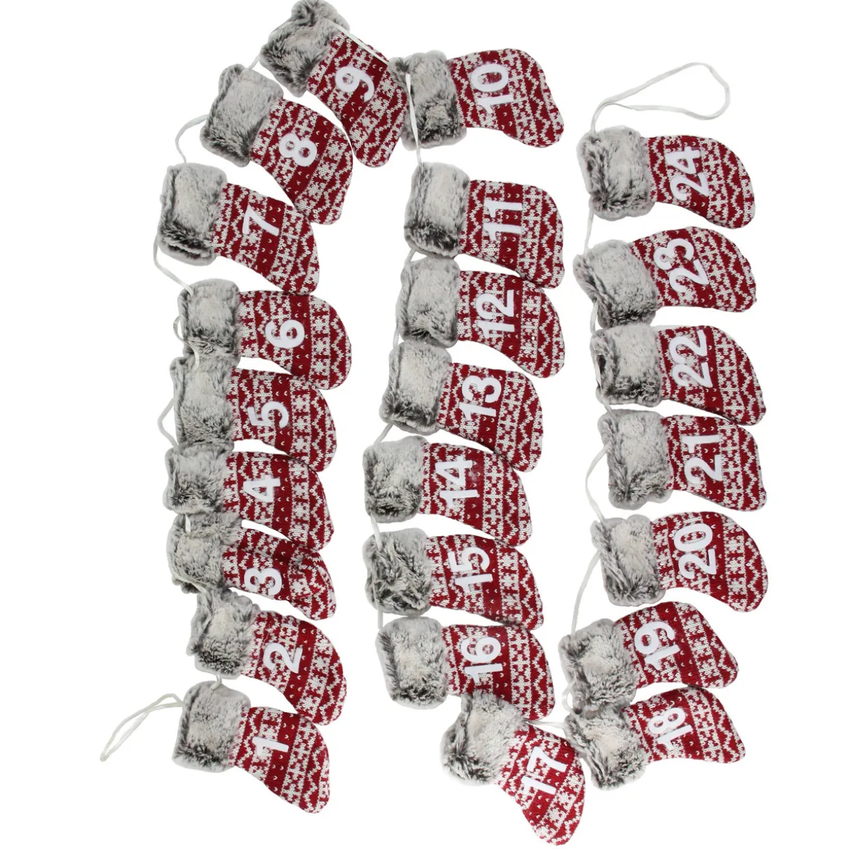 7.8' x 5" Red and Gray Countdown Christmas Stocking Garland - Unlit