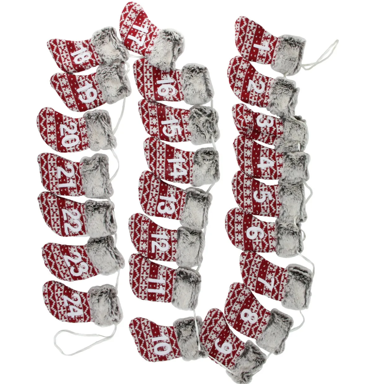 7.8' x 5" Red and Gray Countdown Christmas Stocking Garland - Unlit