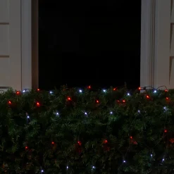 4' x 6' Red and White Micro LED Net Style Christmas Lights, Brown Wire