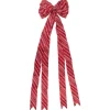 48" x 10" Red and White Striped 16 Loop Christmas Bow Decoration