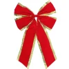 18" x 30" Red 4-Loop Velveteen Christmas Bow with Gold Trim