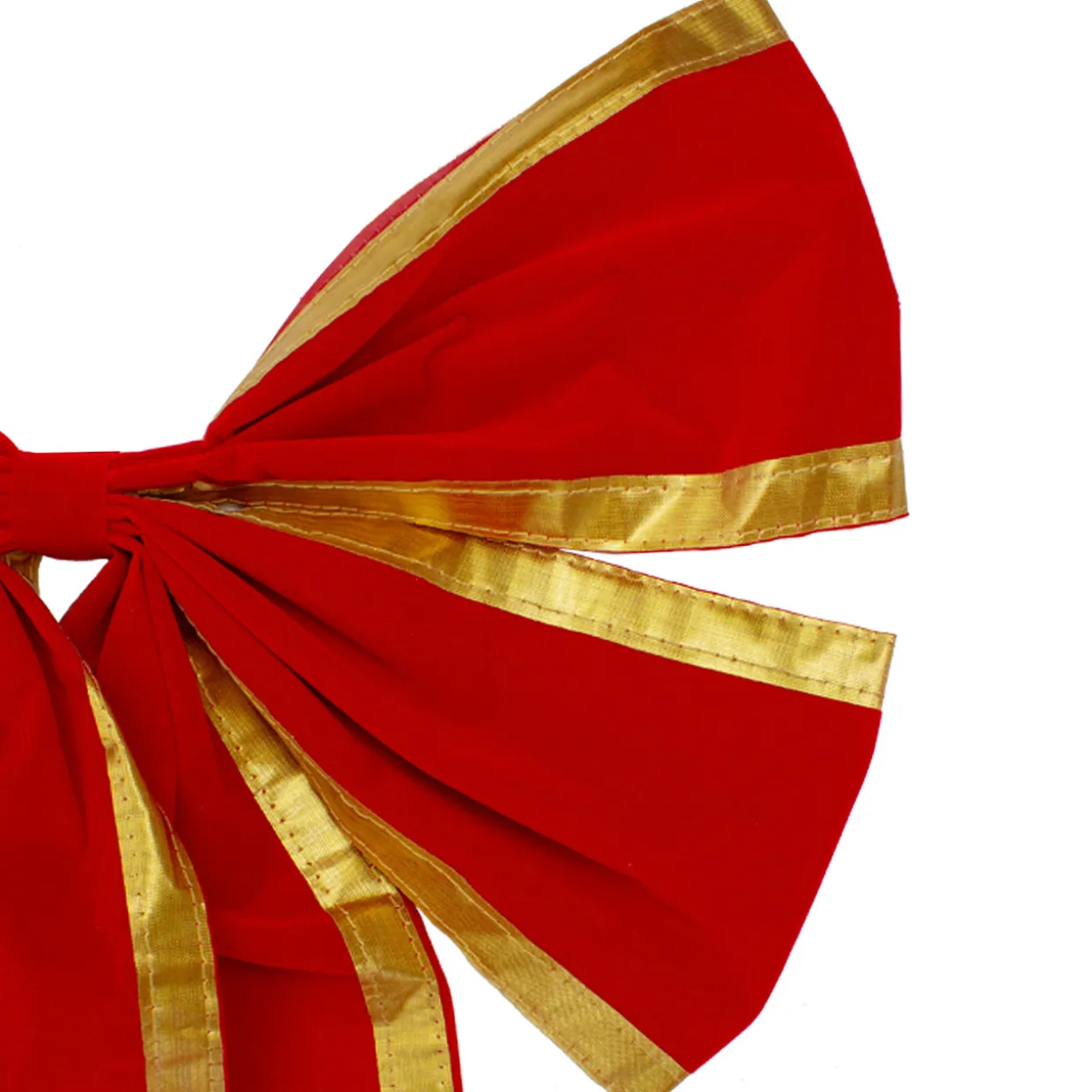 18" x 30" Red 4-Loop Velveteen Christmas Bow with Gold Trim