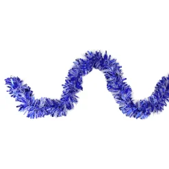 12' x 3" Shiny Blue and Snowblush Wide Cut Tinsel Christmas Garland - Unlit