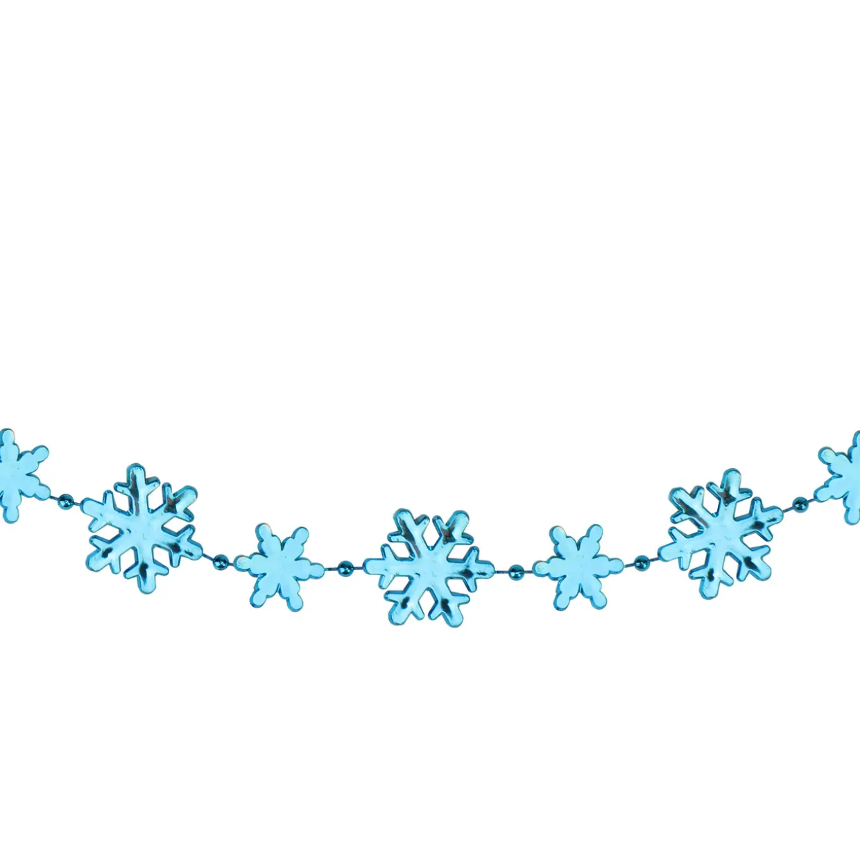 8' x 1" Shiny Blue Snowflakes Beaded Christmas Garland