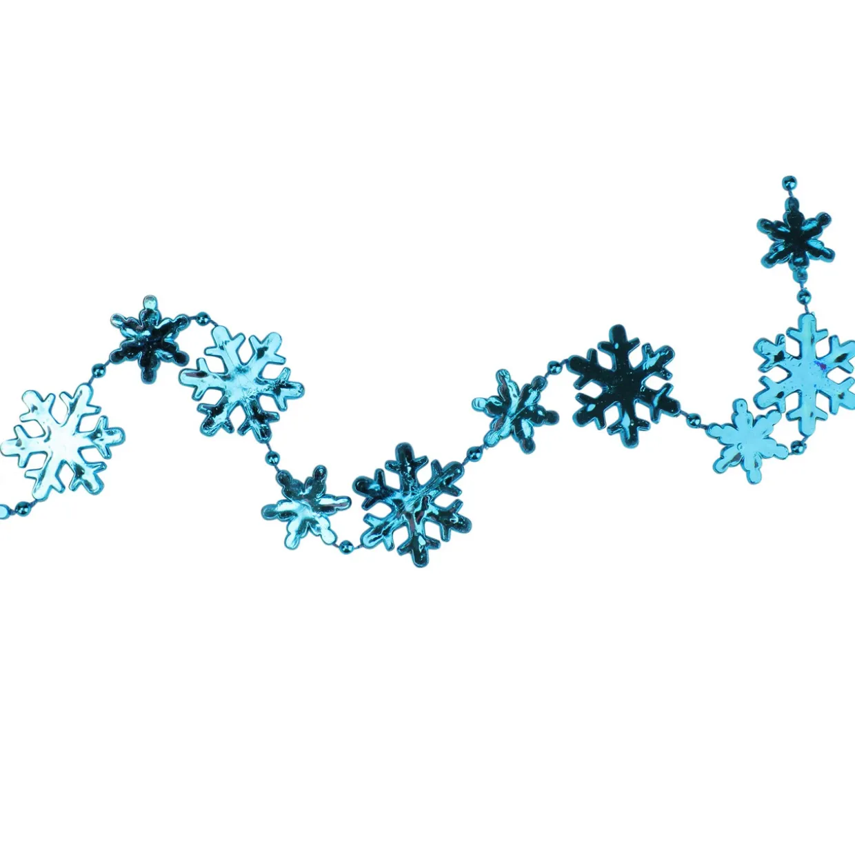 8' x 1" Shiny Blue Snowflakes Beaded Christmas Garland