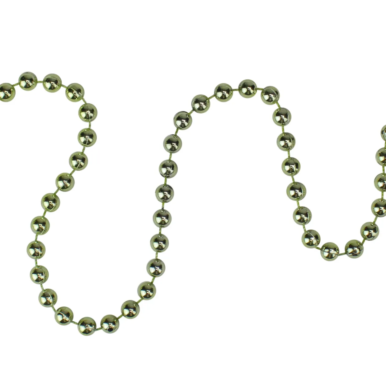 15' x 0.25" Shiny Metallic Lime Green Beaded Artificial Christmas Garland - Unlit