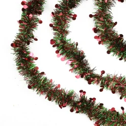 50' x 2.5" Shiny Red and Green Tinsel Artificial Christmas Garland - Unlit