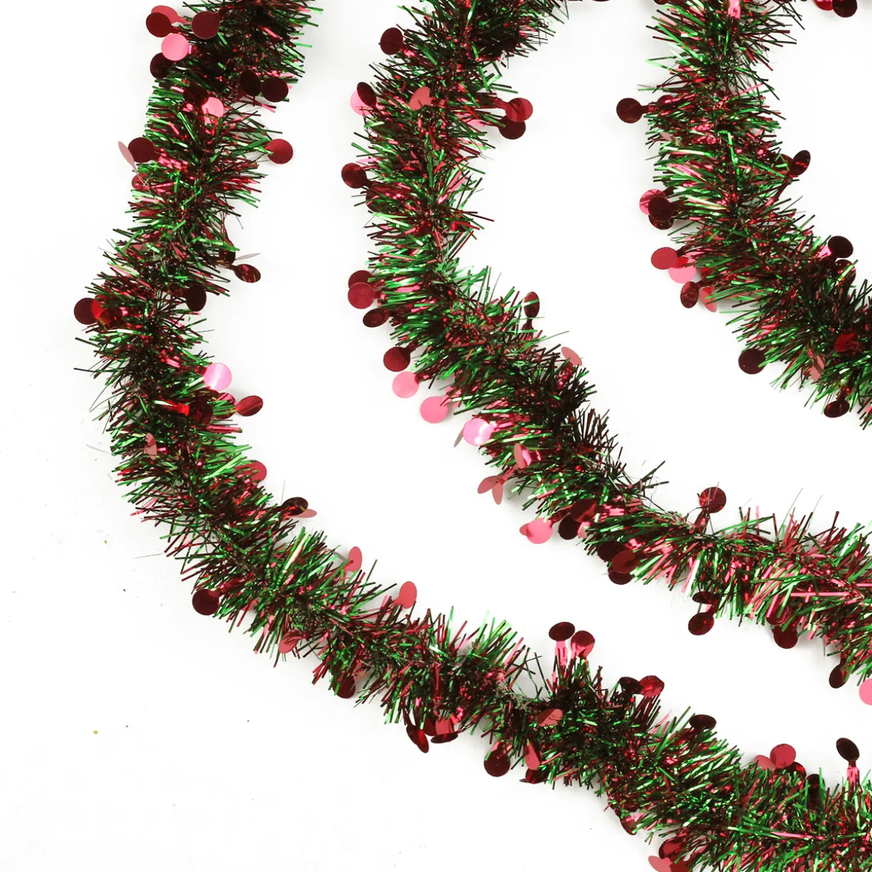 50' x 2.5" Shiny Red and Green Tinsel Artificial Christmas Garland - Unlit