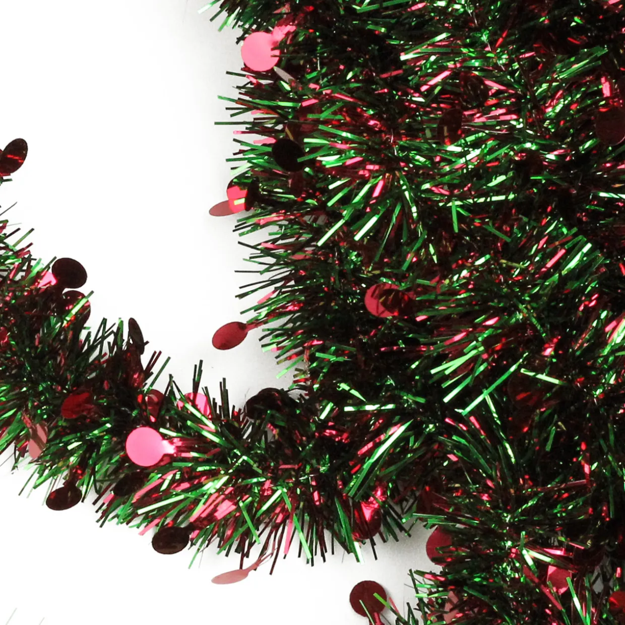 50' x 2.5" Shiny Red and Green Tinsel Artificial Christmas Garland - Unlit