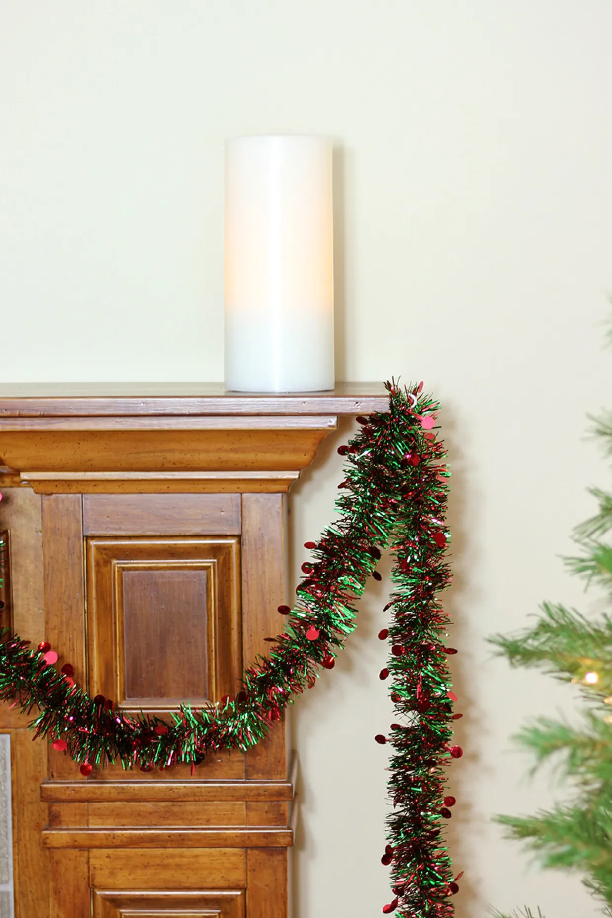 50' x 2.5" Shiny Red and Green Tinsel Artificial Christmas Garland - Unlit