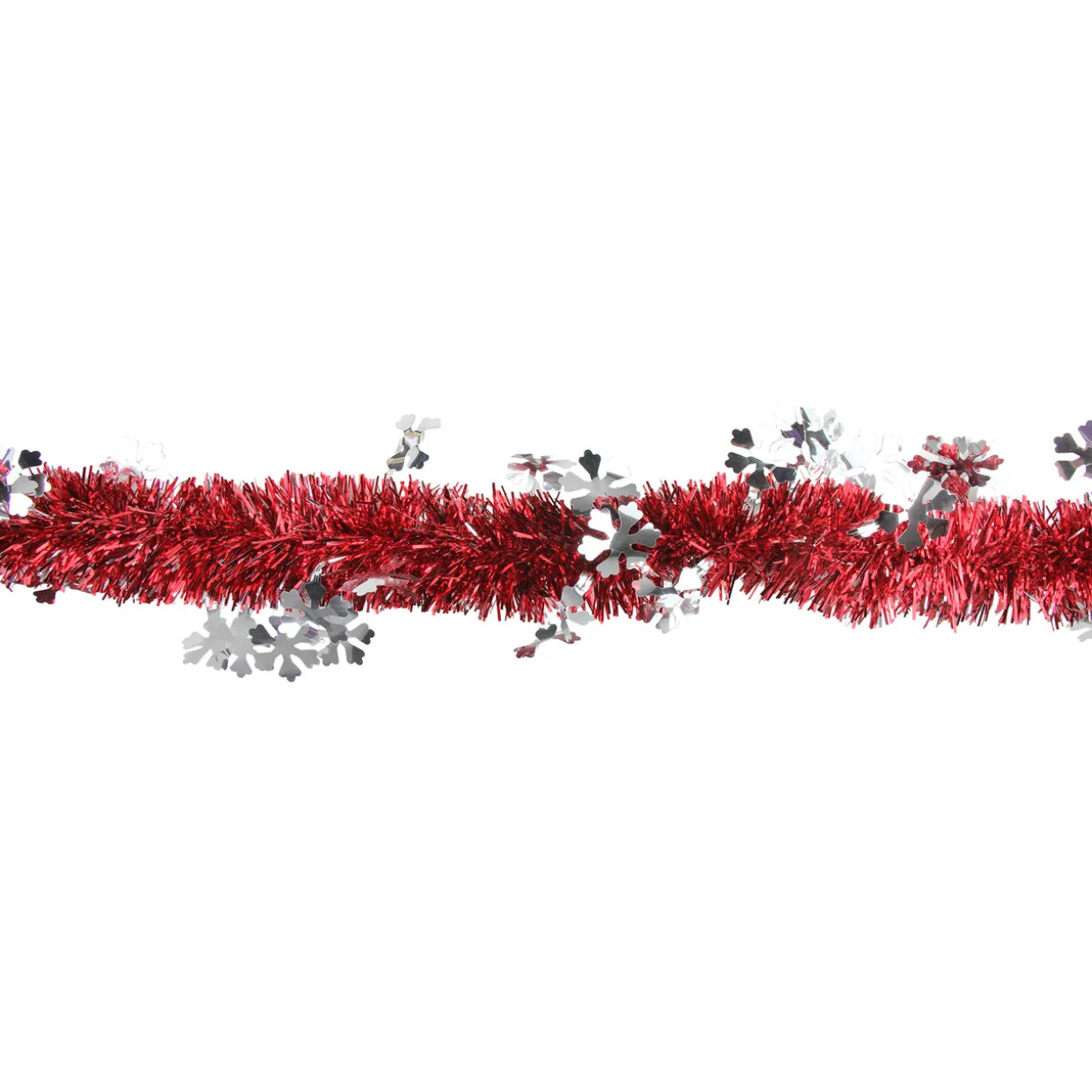 12' x 3" Shiny Red Tinsel with Silver Snowflakes Artificial Christmas Garland - Unlit