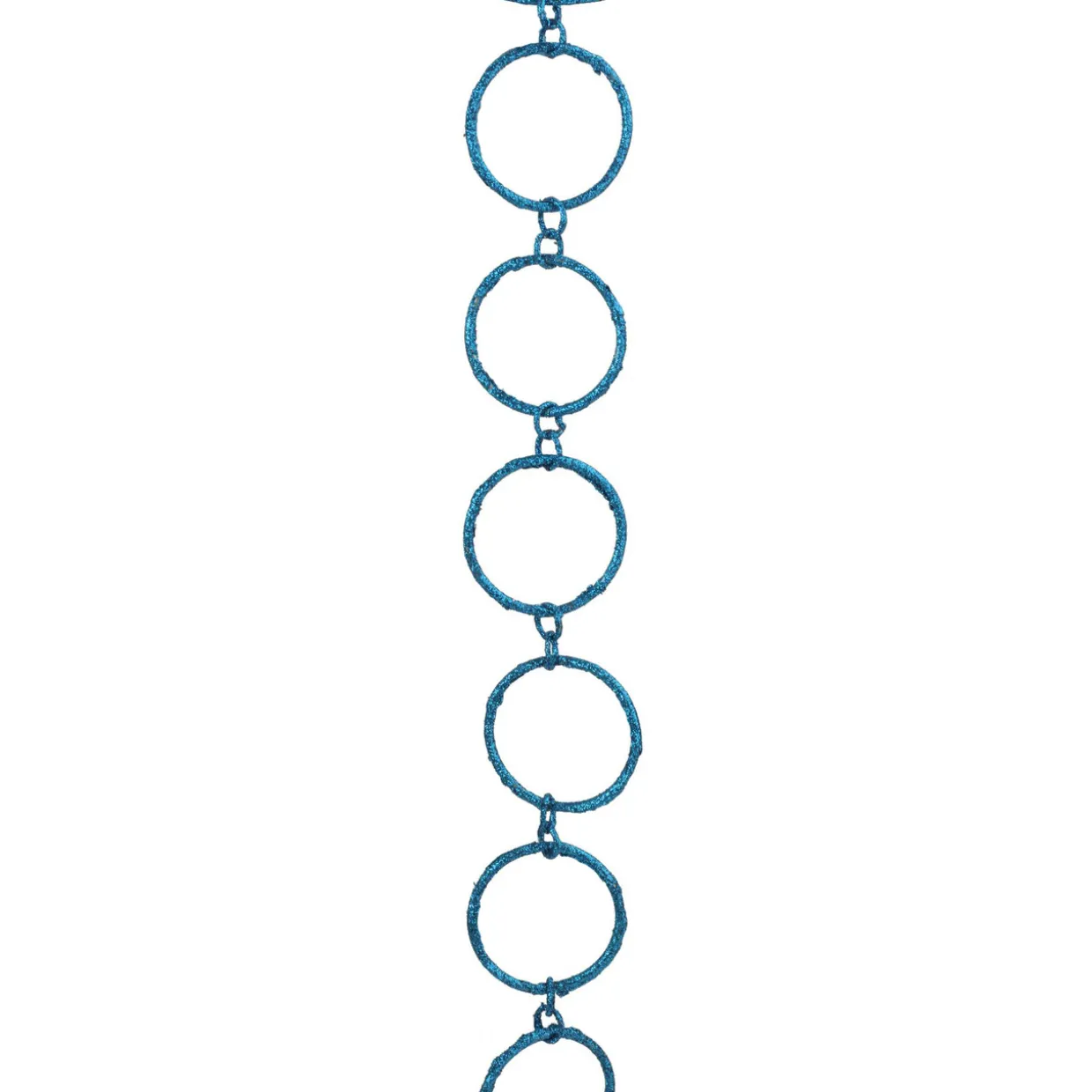 5' x 1.75" Turquoise Peacock Blue Round Chain Christmas Garland - Unlit