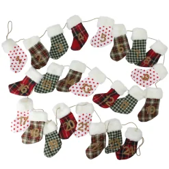 8' x 1" White and Red Stocking Artificial Christmas Garland - Unlit