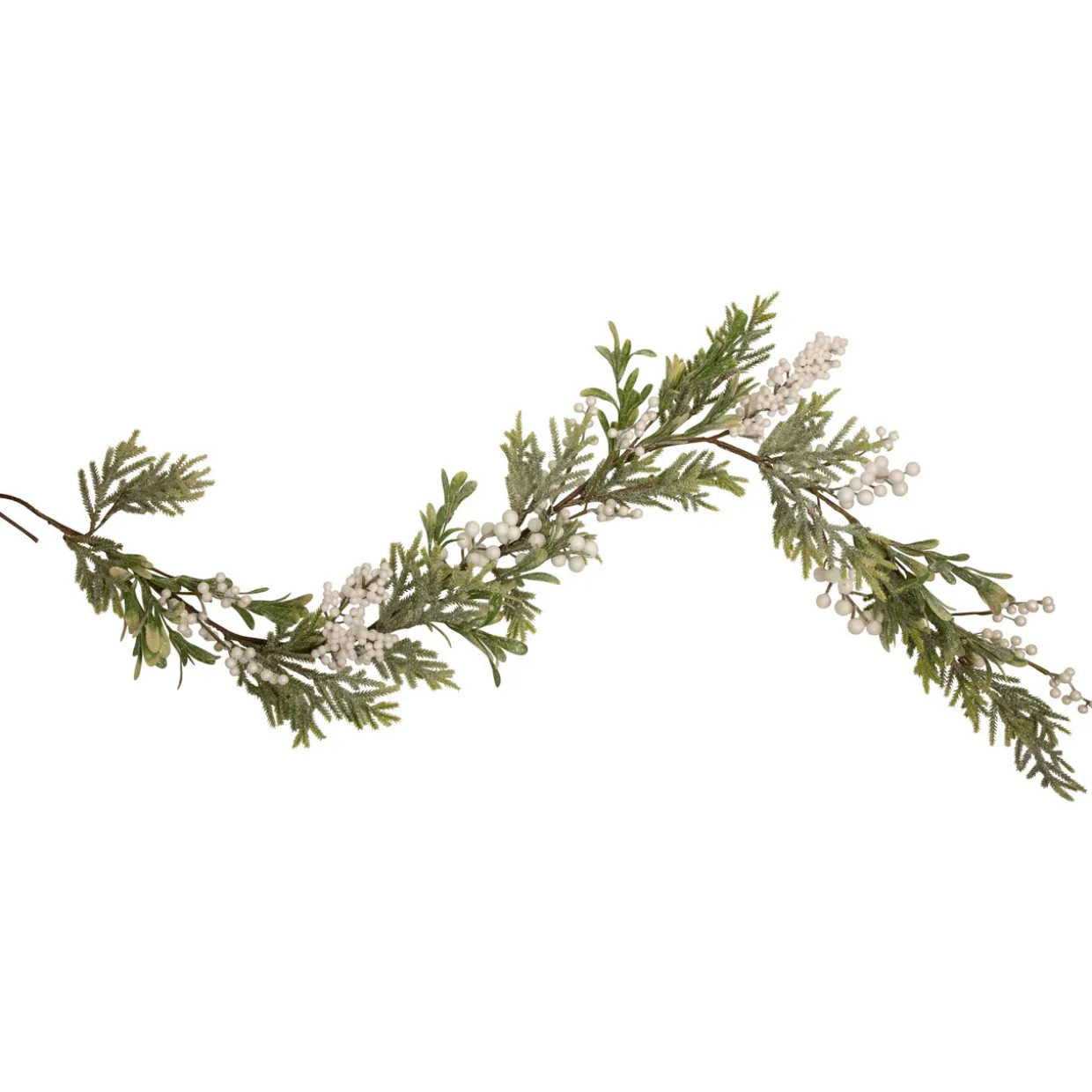 5' x 10" White Berry and Frosted Pine Christmas Garland, Unlit
