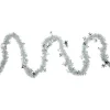 12' x 3" White Iridescent and Silver Snowflakes Christmas Tinsel Garland - Unlit