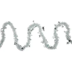 12' x 3" White Iridescent and Silver Snowflakes Christmas Tinsel Garland - Unlit