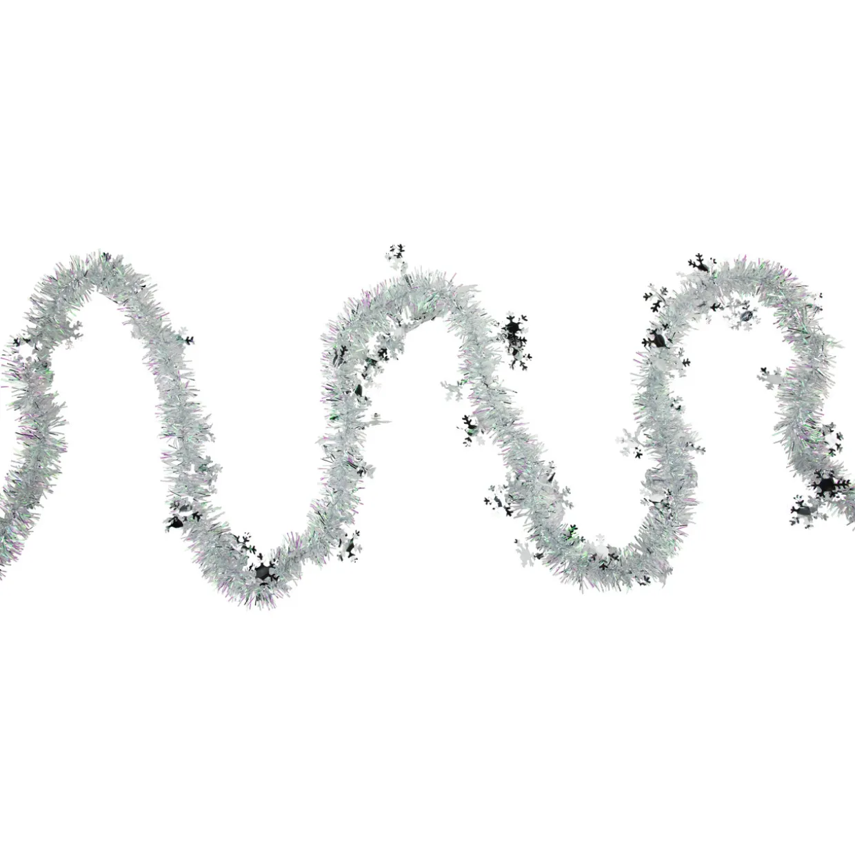 12' x 3" White Iridescent and Silver Snowflakes Christmas Tinsel Garland - Unlit