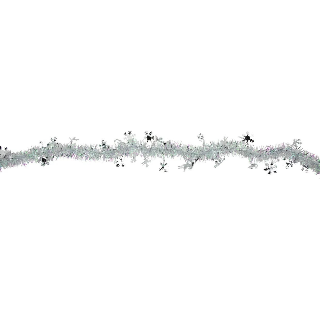 12' x 3" White Iridescent and Silver Snowflakes Christmas Tinsel Garland - Unlit