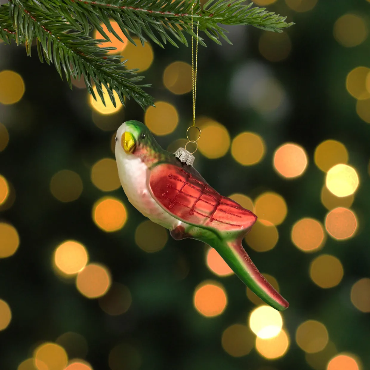 6.5" Yellow and Red Parrot Glass Christmas Ornament