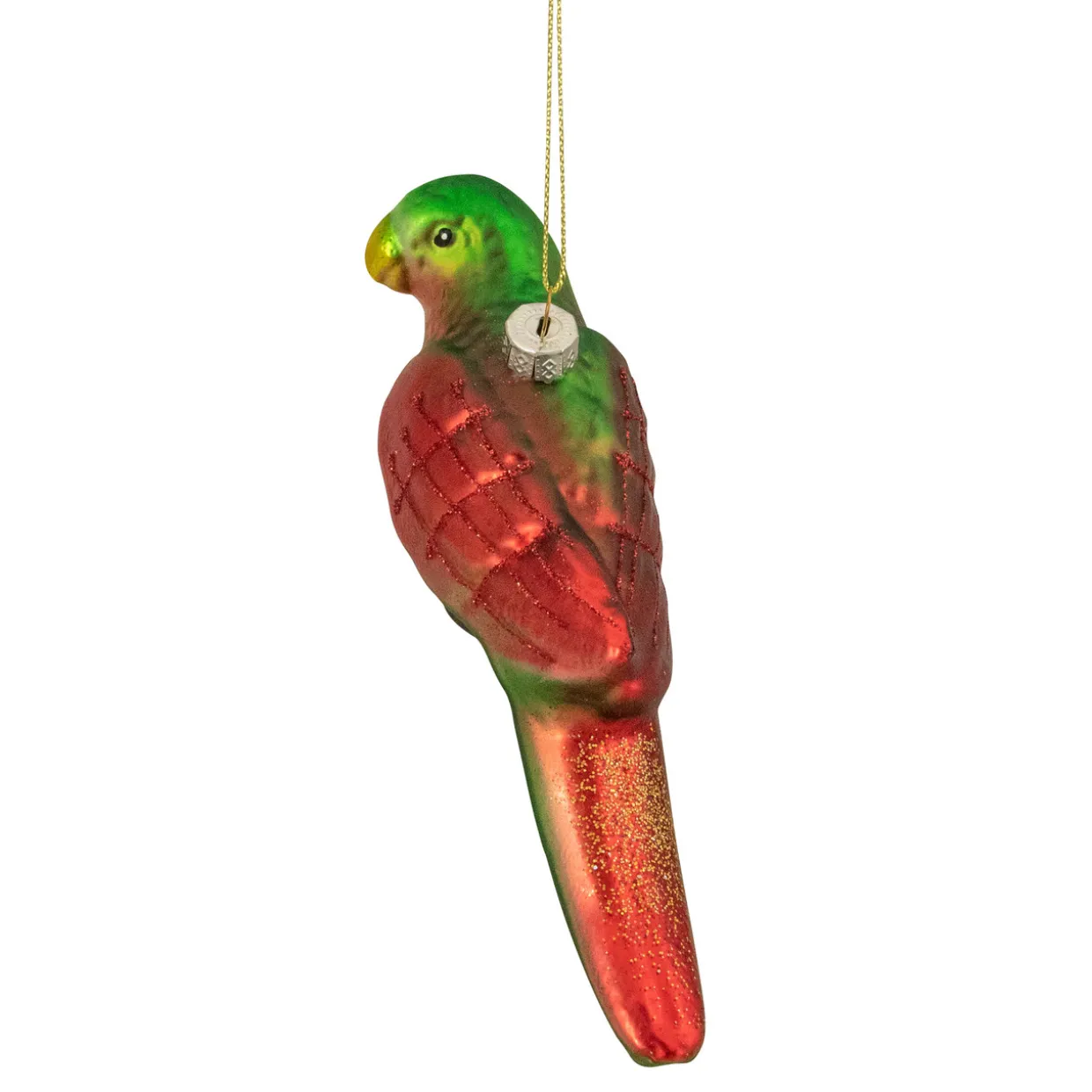 6.5" Yellow and Red Parrot Glass Christmas Ornament