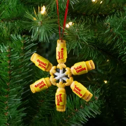 4" Yellow and Red Tootsie Roll Sugar Daddy Lollipop Snowflake Christmas Ornament