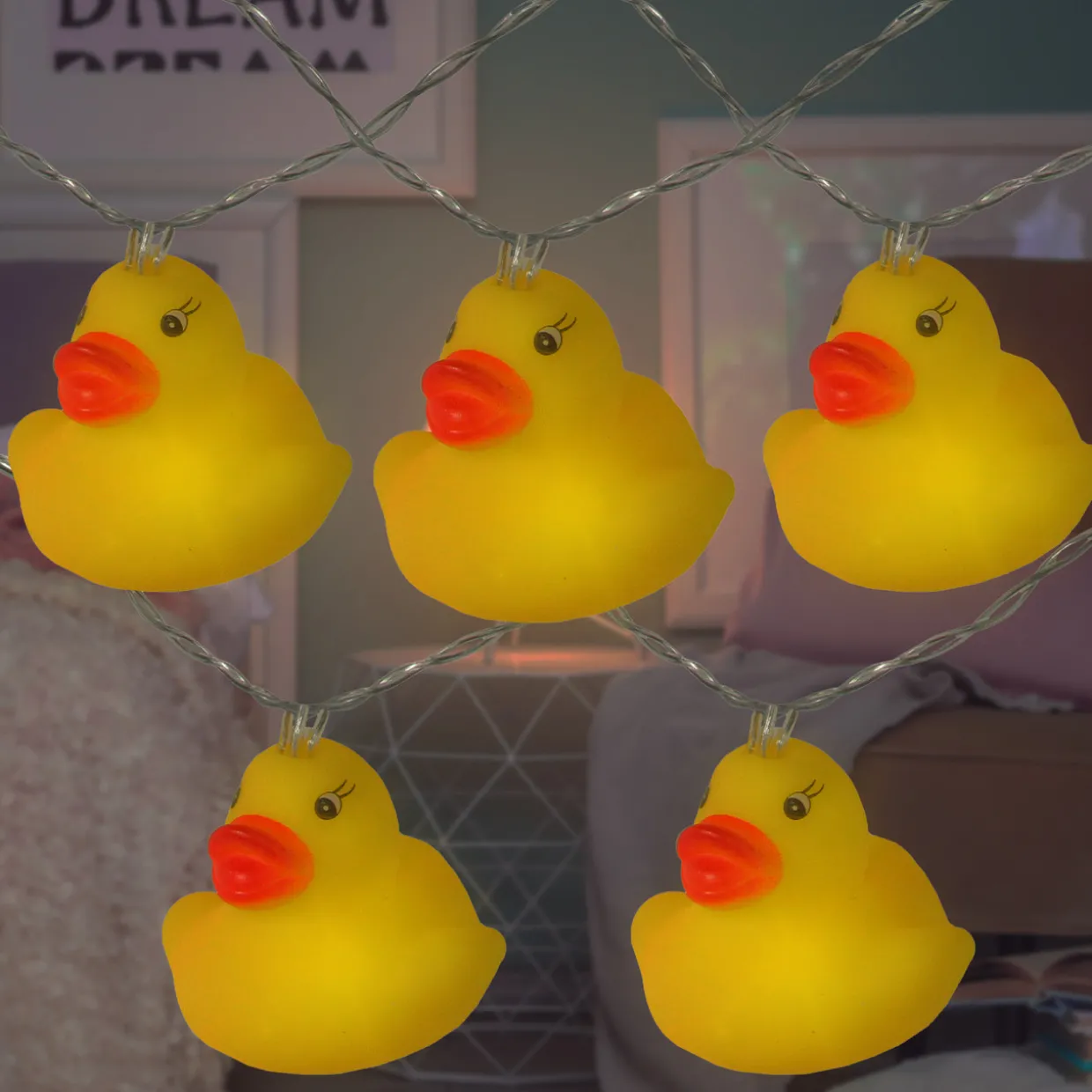 10 Yellow Duck Novelty Light Set, 6-ft Clear Wire