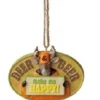 3.5" Yellow Funny Deer and Beer Quoted Plaque Christmas Ornament