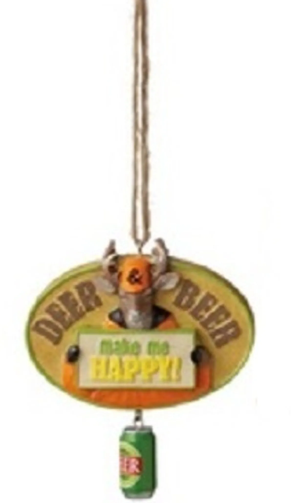 3.5" Yellow Funny Deer and Beer Quoted Plaque Christmas Ornament