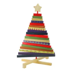 Adjustable Wooden Christmas Tree Decoration - 15.5" - Multicolor