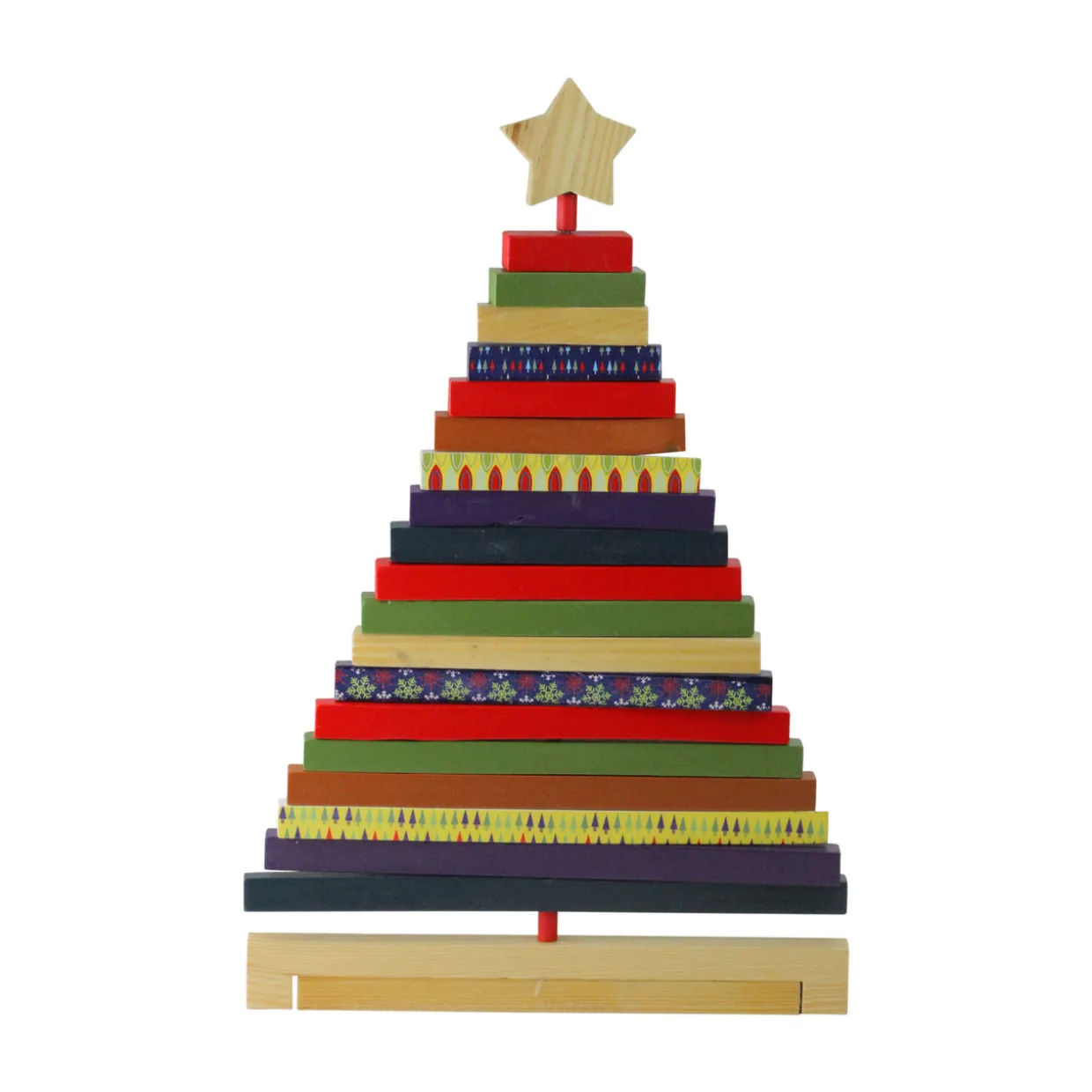 Adjustable Wooden Christmas Tree Decoration - 15.5" - Multicolor