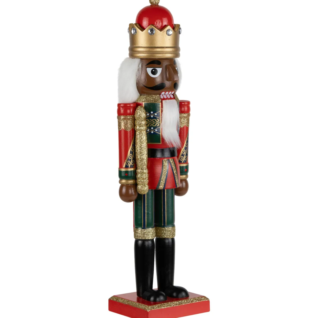 African American Nutcracker King Christmas Figure - 14.25" - Red and Green