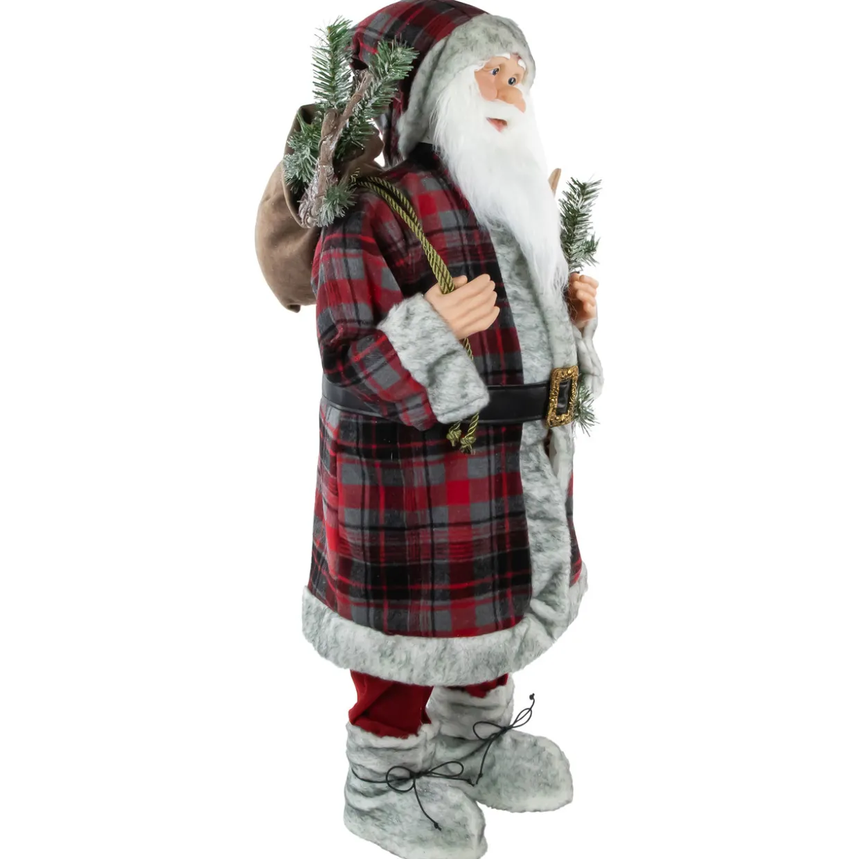 Alpine Santa Claus with Snowshoes and Skis Christmas Figure - 36"