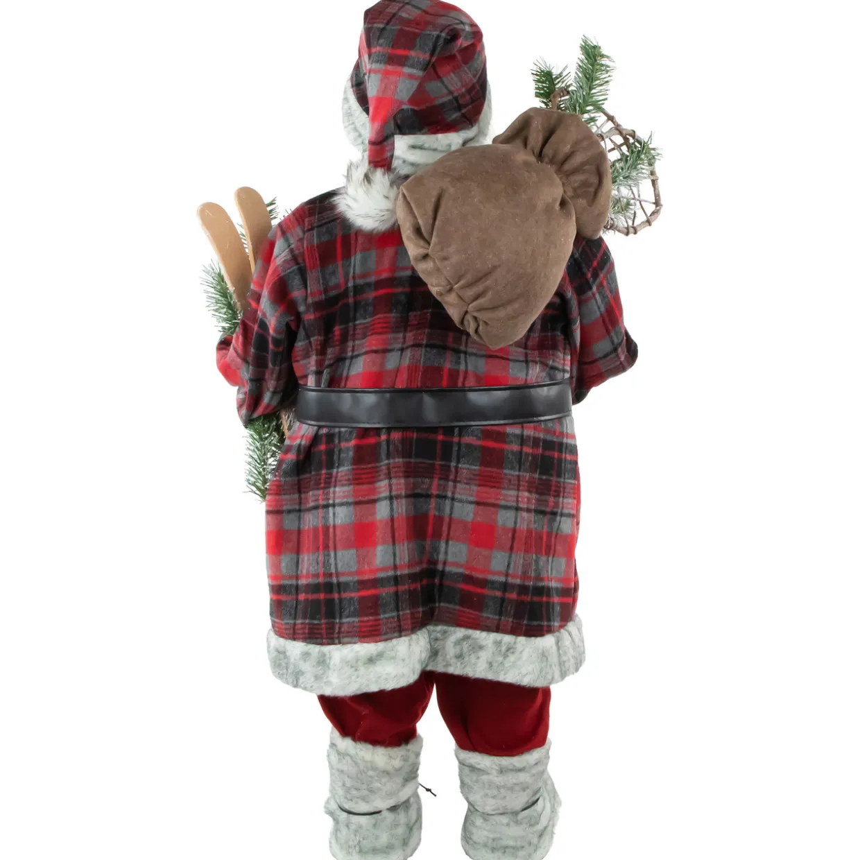 Alpine Santa Claus with Snowshoes and Skis Christmas Figure - 36"