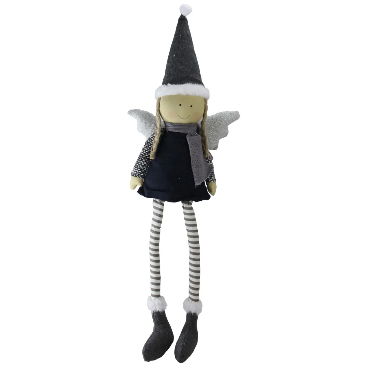 Angel Girl with Dangling Striped Legs Christmas Figure - 26.5"